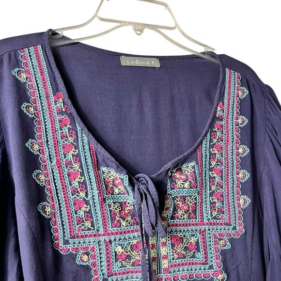 Lordkitsch Embroidered Top Flutter Sleeve Boho‎ Hippie Fairy 4 (2791) - Picture 3 of 4